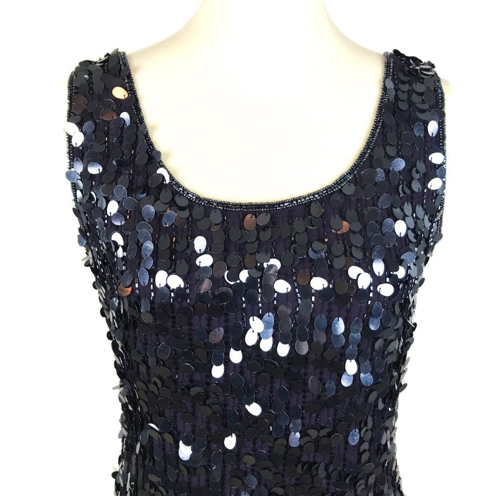 Pisarro Nights Blue Navy Beaded Sequin Dress 8